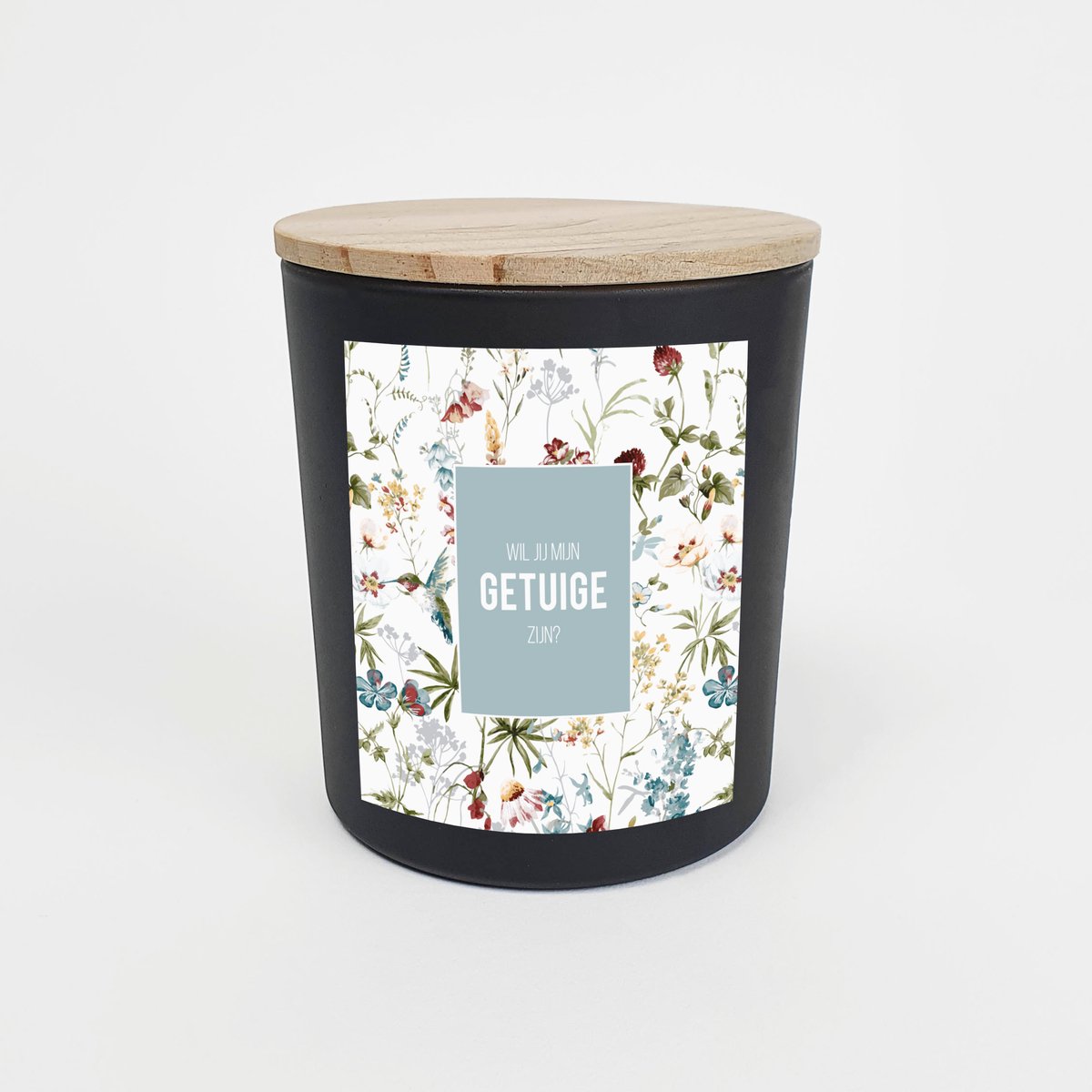 Geurkaars in glas - Getuige vragen - Wil jij mijn getuige zijn - Geurkaarsen geschenkset - Geurkaars - ZWART - Wildflowers design