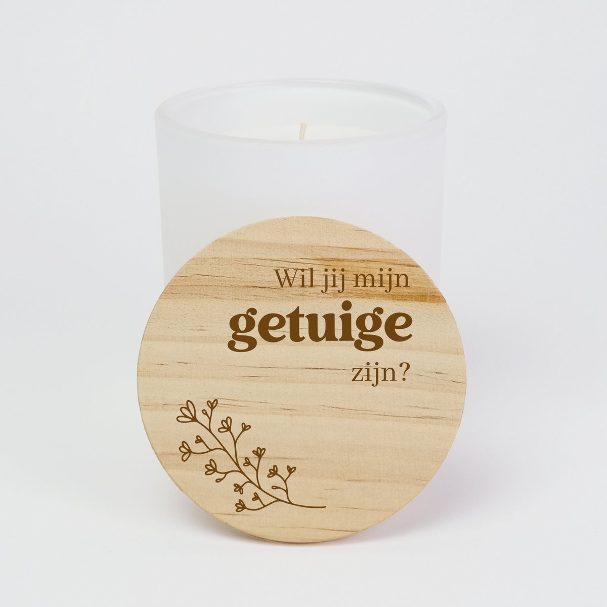 Geurkaars in glas - Getuige vragen - Wil jij mijn getuige zijn - Geurkaarsen geschenkset - Geurkaars - WIT - Flowerdoodle gravure design