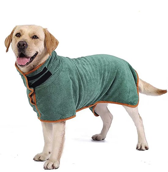Ohpets® Hondenbadjas - Groen - L (Ruglengte 60-65 cm) - Badjas voor Honden - Microvezel Hondenbadjas - Sneldrogend en Absorberend - Hondenhanddoek - Honden Badjas