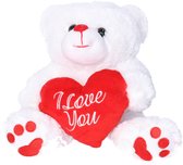 Valentijn knuffel beertje - hartje I Love You - 27 cm - pluche - knuffelbeer- Valentijn cadeautje voor hem/haar