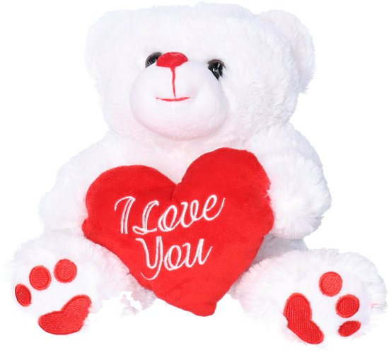 Valentijn knuffel beertje - hartje I Love You - 27 cm - pluche - knuffelbeer- Valentijn cadeautje voor hem/haar