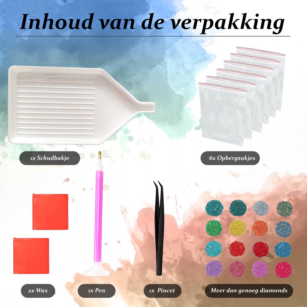 Wonderplay - Diamond painting - Diamond painting volwassenen - Diamond painting pakket volledig - bloemen in vaas - 40x30cm - ronde steentjes — afbeelding 3