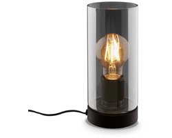 BRILONER Fumi - Tafellamp - slaapkamer - met glas - E27 fitting - zwart - bedlamp - Ø10x24 cm