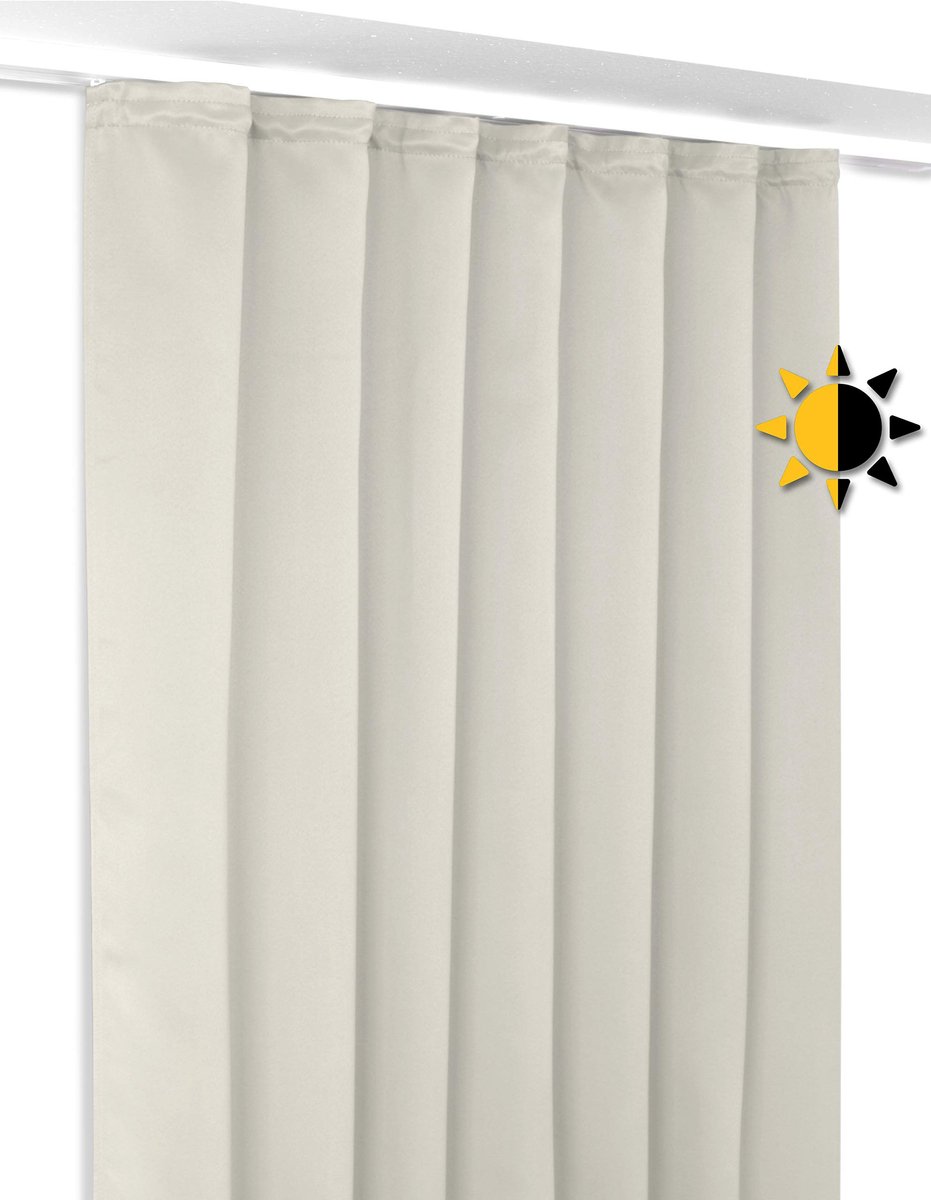 Unyqoos ® Volledig Verduisterend Gordijn met Plooiband en Geluiddempende Eigenschappen voor Slaapkamer of Woonkamer beige