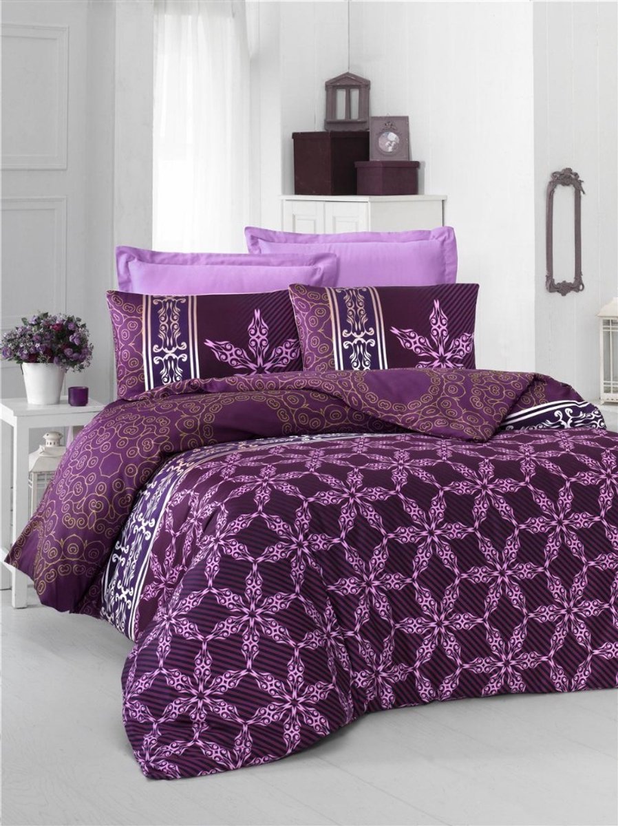 Asir - Dekbedovertrekset - Satijn - Lila - 240 x 260 cm