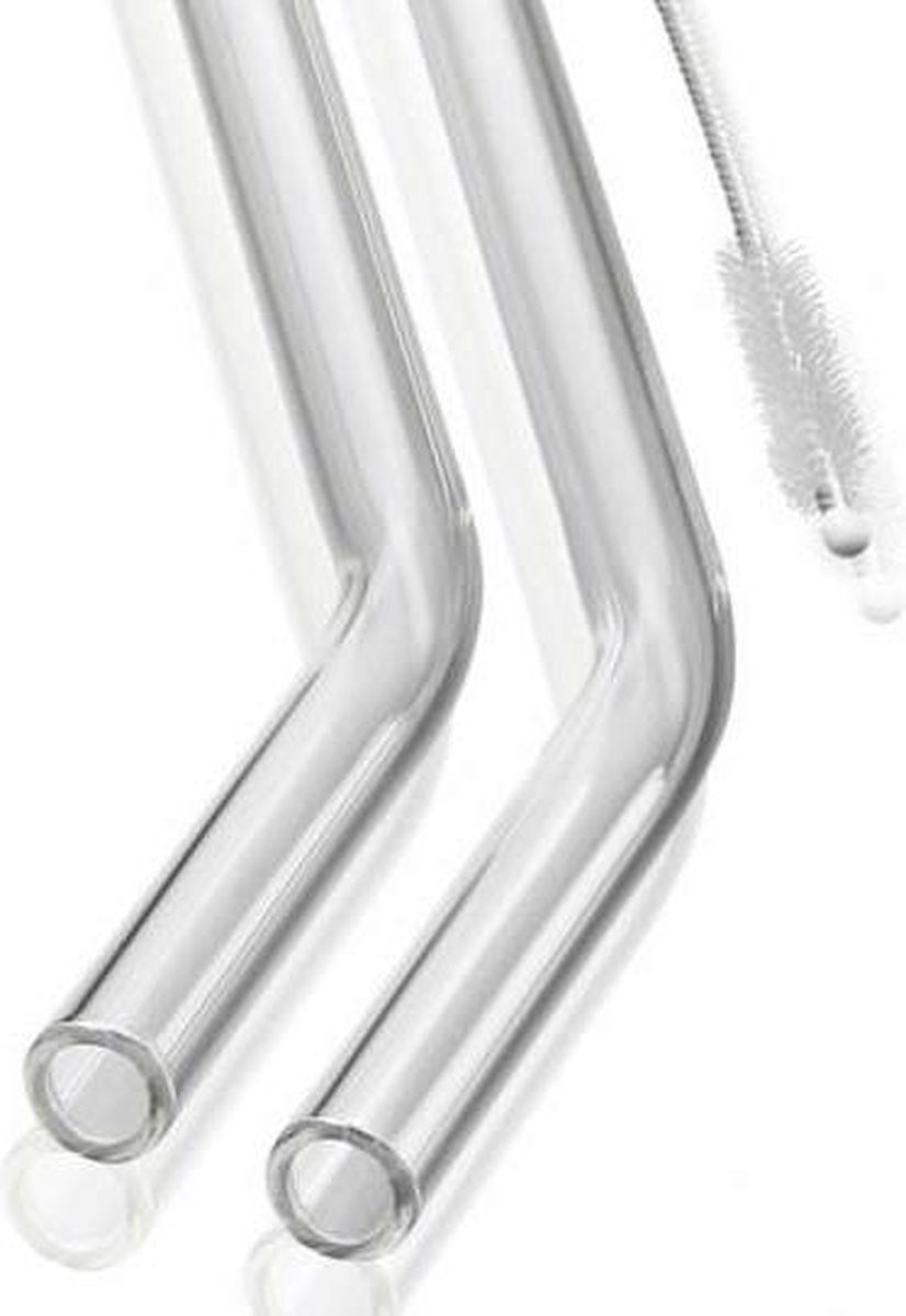 GEFU FUTURE Glazen Rietjes – Set van 4 – 23 cm – Borosilicaatglas – Inclusief Reinigingsborstel — cadeau in Koken & Dineren - foto 2
