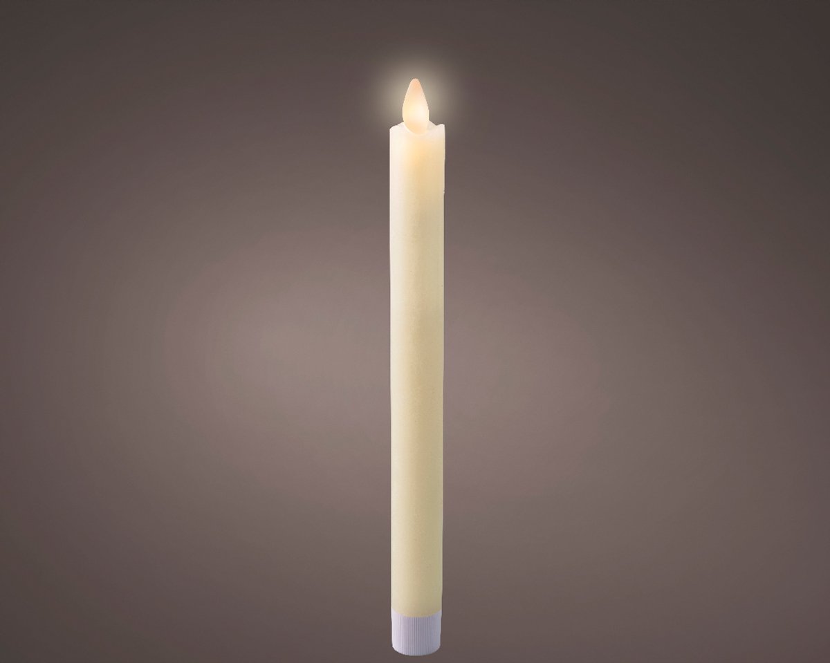 Lumineo Set van 2 LED dinerkaarsen met vlameffect crème - ø2,1x24 cm