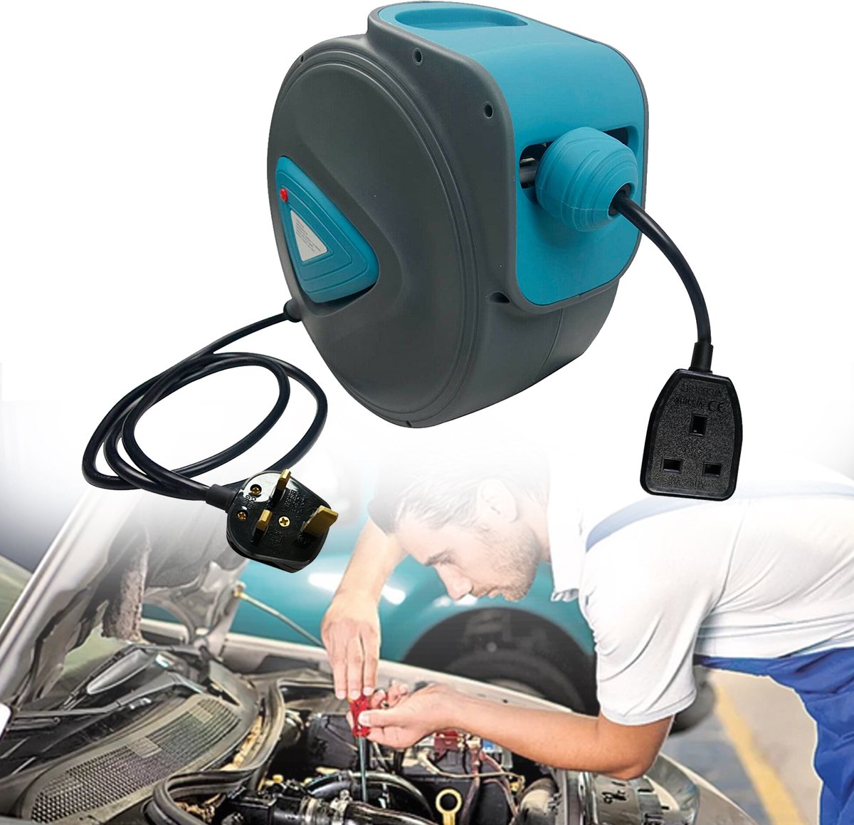Aufun 20m Automatische kabelhaspel Automatische kabeloproller Elektrische kabelverlengkabel voor wandmontage