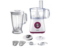 Heinner Multifunctionele Foodprocessor – 750 W – Mengkom 1,2 L – Blender 1,8 L – 2 Snelheden en Pulsstand – Hakken, Kneden, Snijden, Raspen en Emulgeren – Wit/Bordeauxrood