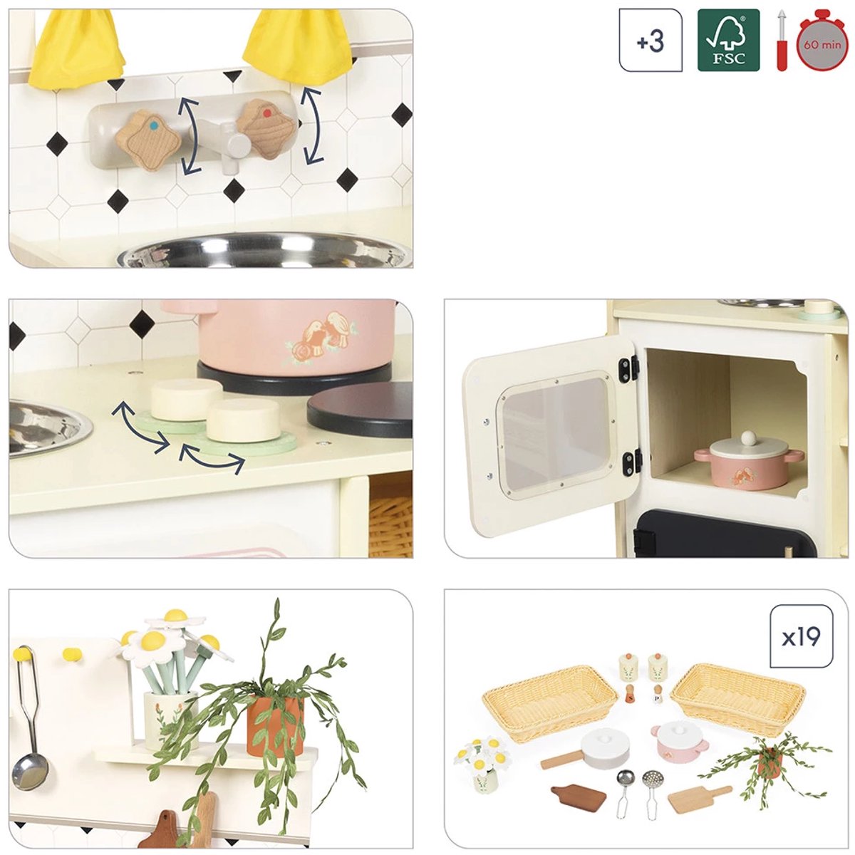 Janod - Shiny Grandma - Grote luxe uitgeruste houten speelkeuken — afbeelding 3