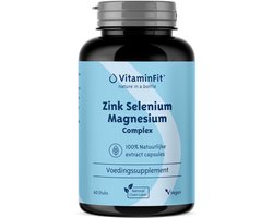 VitaminFit Zink Selenium Magnesium Complex - 100% Natuurlijk- 60 stuks- Biologisch actieve vorm