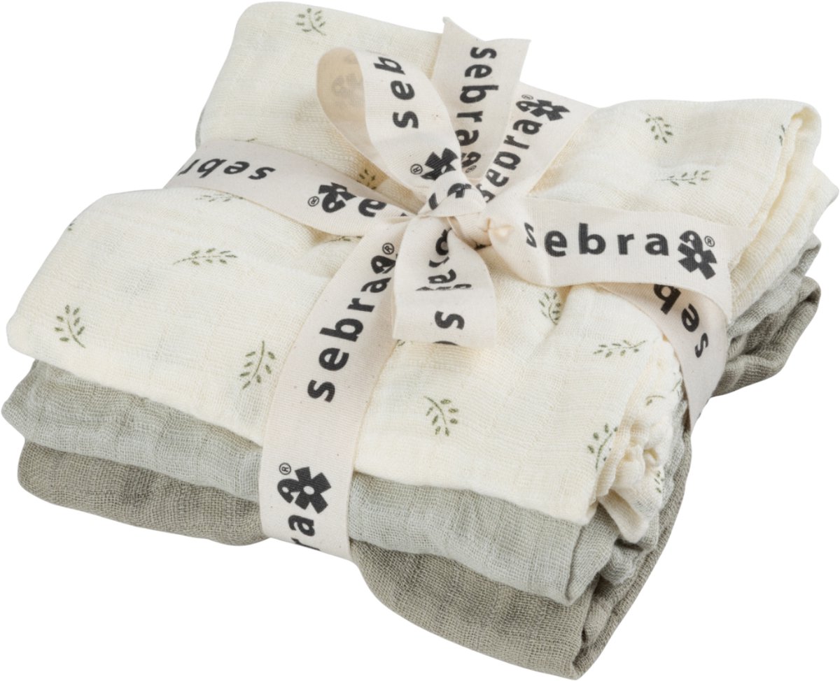 Sebra Hydrofiele Doeken Set - Sophora Leaves - Mist Green - 3 Stuks