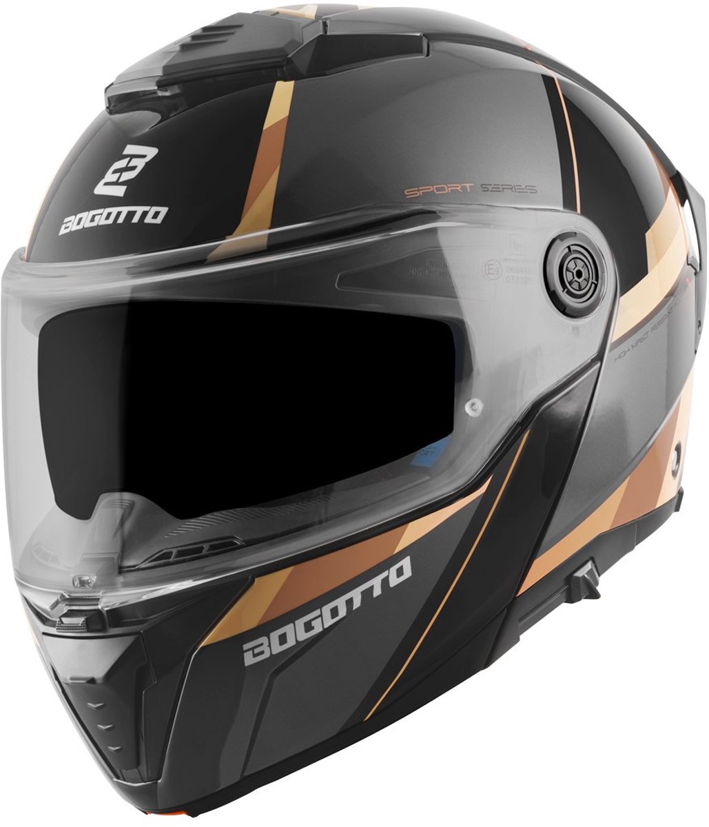 Bogotto FF404 Ezion Zwart Bruin Systeemhelm - Maat XXL - Helm