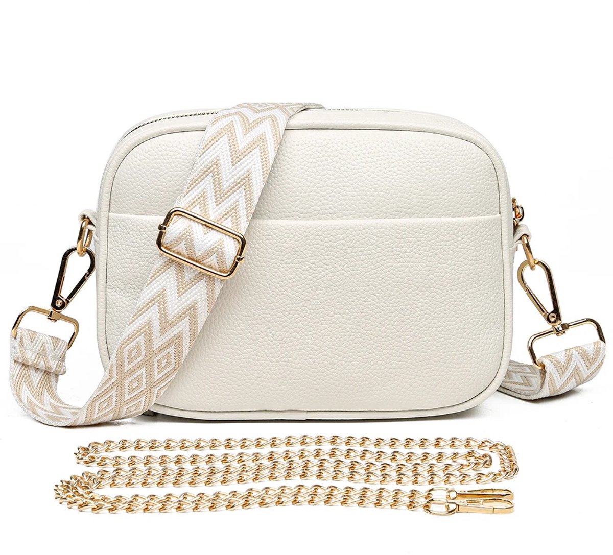 WiseGoods Premium Telefoontas Damestas - Moderne Crossbody Tas - Luxe Schouderband Tasje Vrouw - Veel Vakken - 22X16X10 - Wit