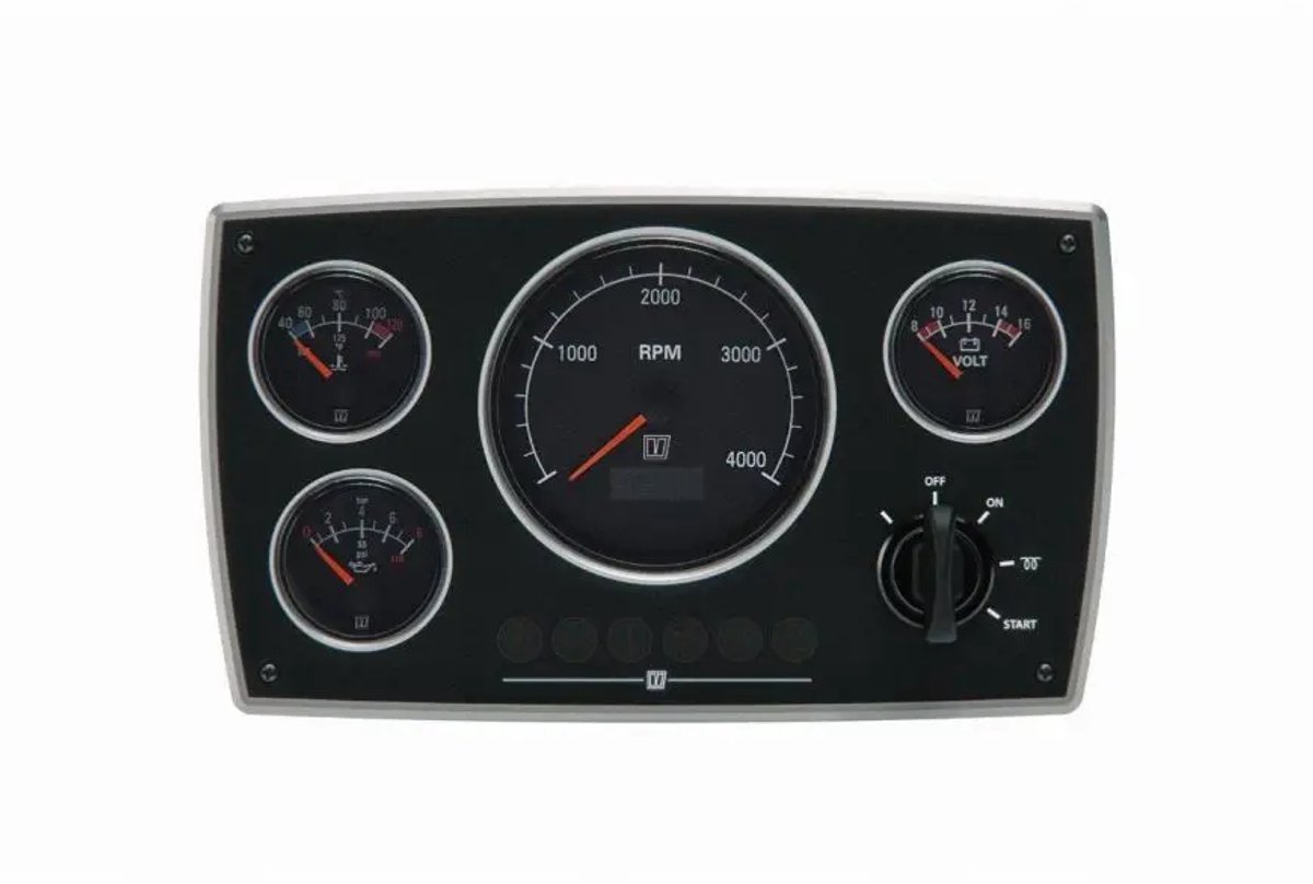 VETUS MPA34 aluminum zwart Motorpaneel 12V | MPA34KBS2