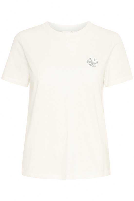 Ichi T-shirt Ihcamino Ss27 20123353 204715 Cloud Dancer W Pine Green Dames Maat - L