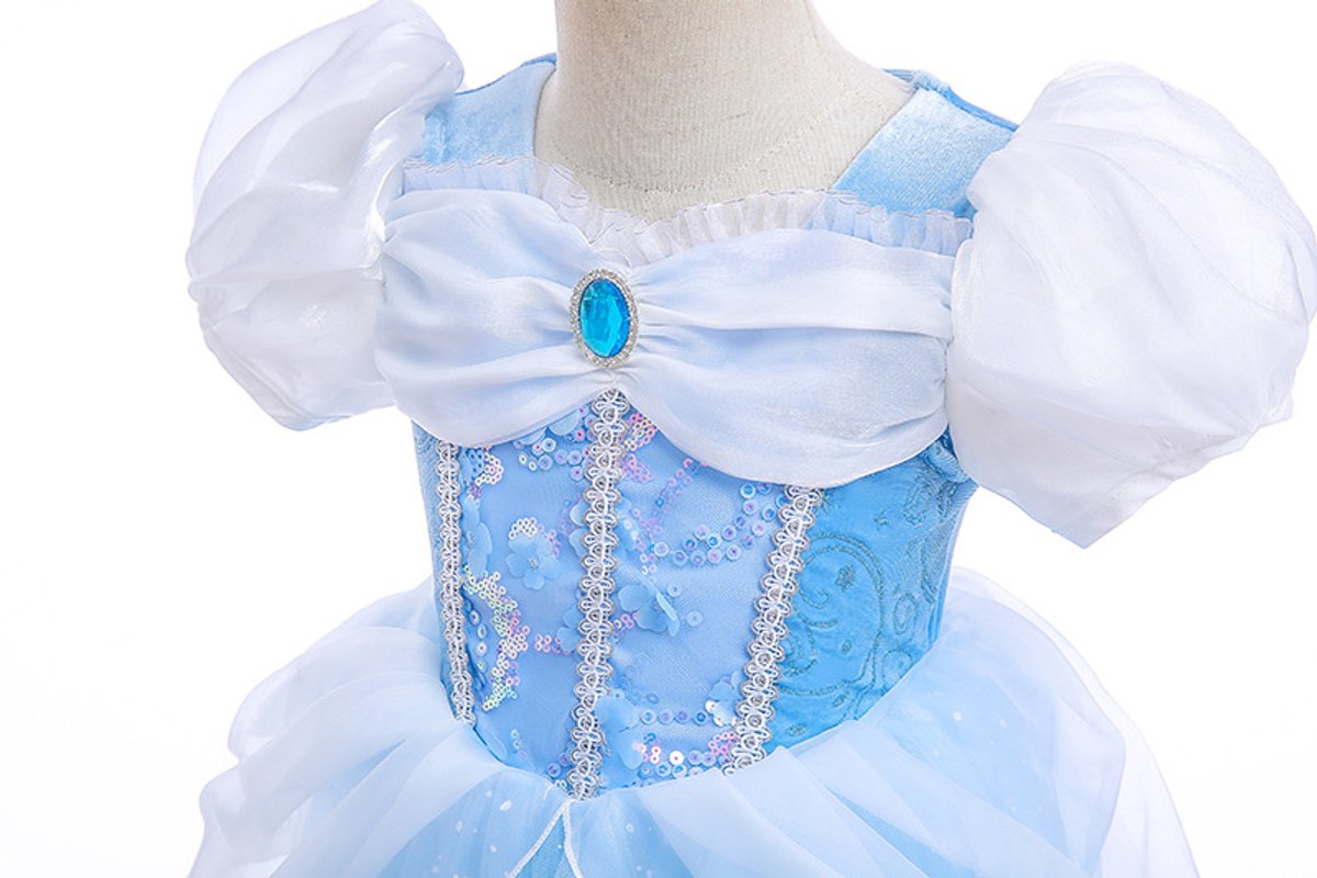 Joya Kids® Licht Blauwe Verkleedjurk Meisjes | Prinsessenjurk Lichtblauw met Accessoires | Kroon, Staf, Handschoenen & Sieraden | Carnaval & Verjaardag | — afbeelding 12
