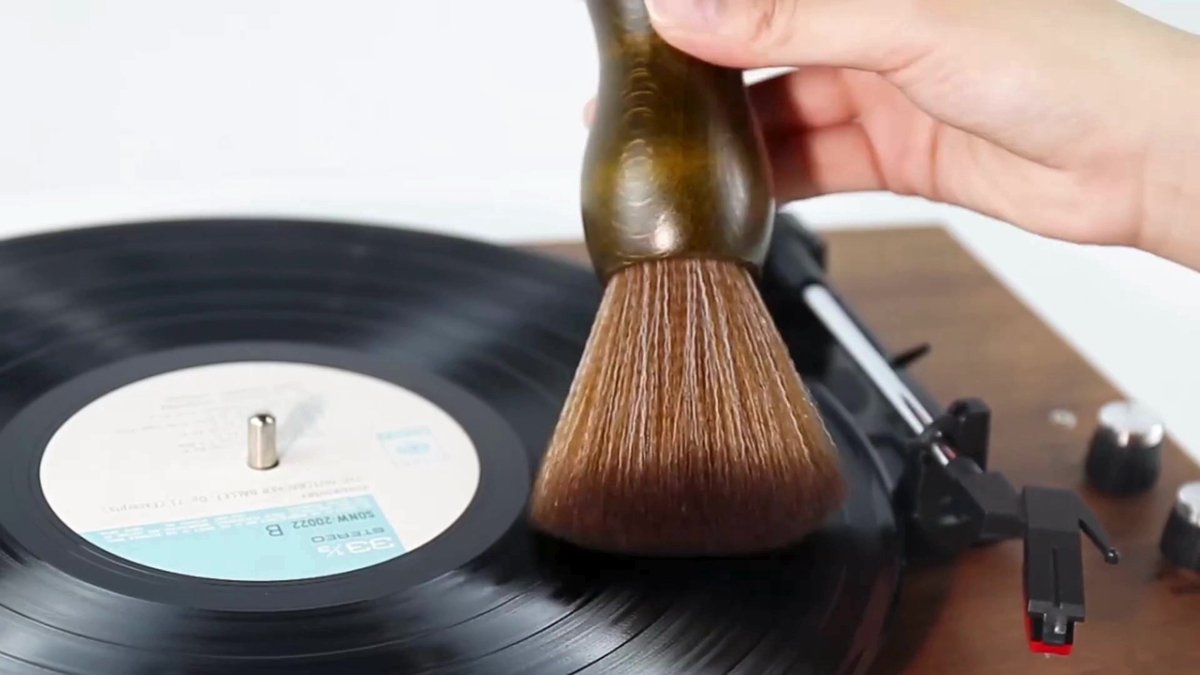 Brosse Nettoyage Vinyle Antistatique - Manche Bois - Pour Disques & Tourne-Disques - Nettoyage Doux Sans Rayures