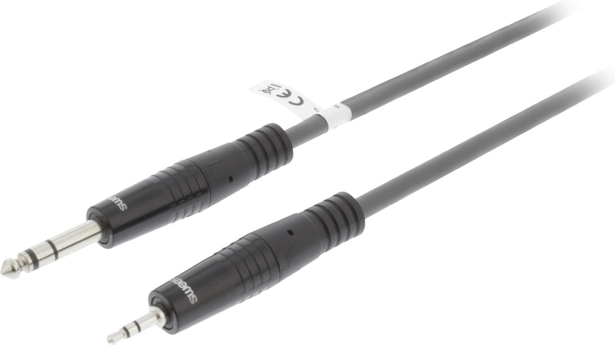 Sweex 6,35mm Jack - 3,5mm Jack stereo audio kabel - 3 meter
