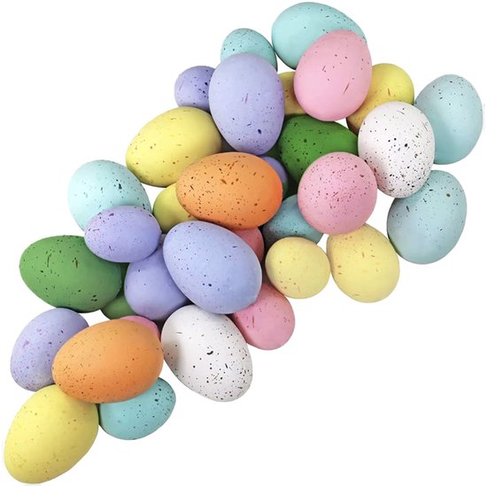Paaseieren Decoratie - 30x Piepschuim Paaseitjes - Pasen - Voor Paasmandje Paastakken Paasboom Paaskrans- Paas Versiering Decoratie - Lente