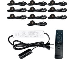 TrueLED Grand Black - Inbouw LED Spot Dimbaar voor Overkapping - IP65 Verlichting voor Veranda - Complete set van 10 LED Spots