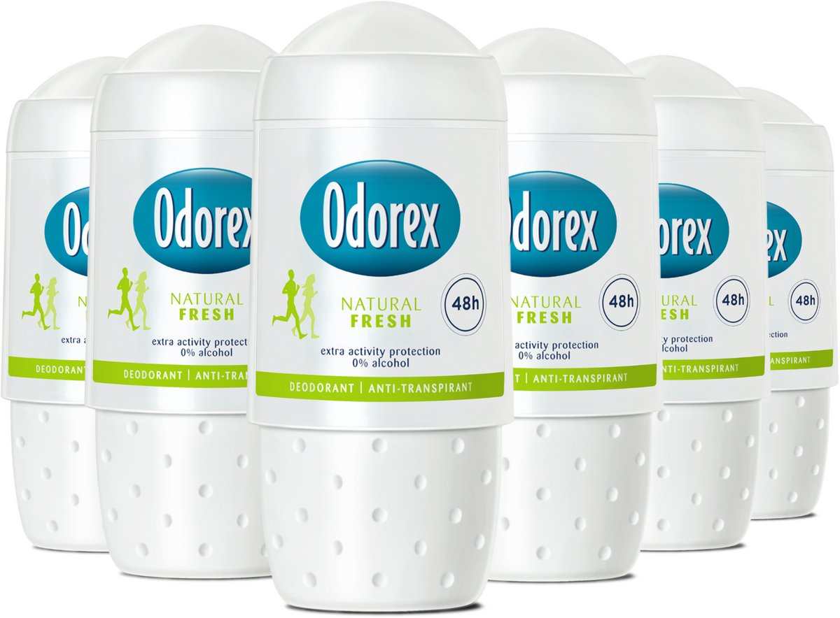 Goedkoopste Odorex Natural Fresh Anti-Transpirant Deodorant roller - 6x 50ml - Voordeelverpakking