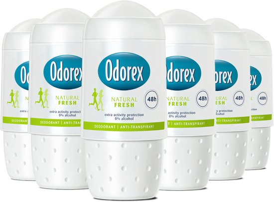 Odorex Natural Fresh Anti-Transpirant Deodorant roller - 6x 50ml - Voordeelverpakking