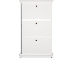 Venedig schoenenkast met 3 klepdeuren in wit.