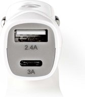 Nedis autolader met 1 USB-C en 1 USB-A poort - 3,4A / wit