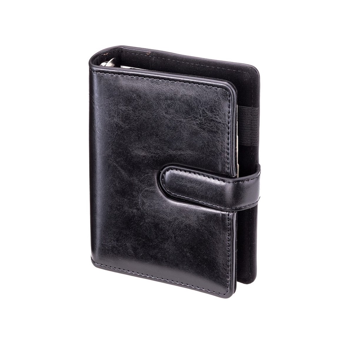 Genoa premium zwarte agenda met uitneembaar inlegvel 11x14,5cm met kalender