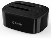 Orico - Station d'accueil USB 3.0 double baie pour disques durs 2,5 / 3,5 pouces avec fonction de clonage - HDD / SSD - Incl. Câble de données et adaptateur secteur - Indicateurs LED - Noir brillant / mat