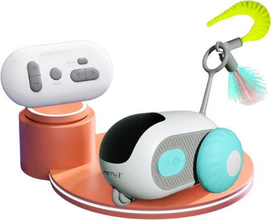 MetuX® - Interactief Auto Kattenspeeltjes - Zelfrijdende Auto voor Kat - kattenspeelgoed - kattenspeeltjes - Katten Speelgoed – kattenspeelgoed intelligentie – interactief kattenspeelgoed – kattenspeelgoed elektrisch - Turqoise