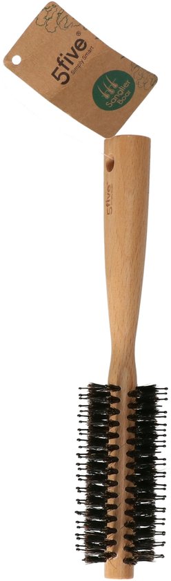Brosse à cheveux ronde naturelle avec poils de porc 24 cm en bois - Articles de Soins personnels