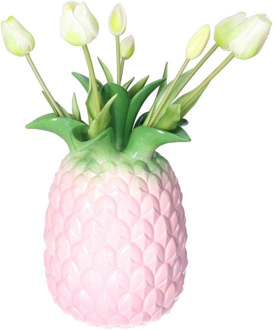 Bouquet de tulipes artificielles Bellatio Design Sally - 7 pièces - crème - toucher réel - 47 cm