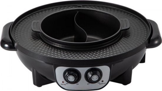 Grillplaat 2 in 1 - Elektrisch - Bakplaat - BBQ - Hot Pot - Multifunctioneel - Aluminium & Gehard Glas — afbeelding 5