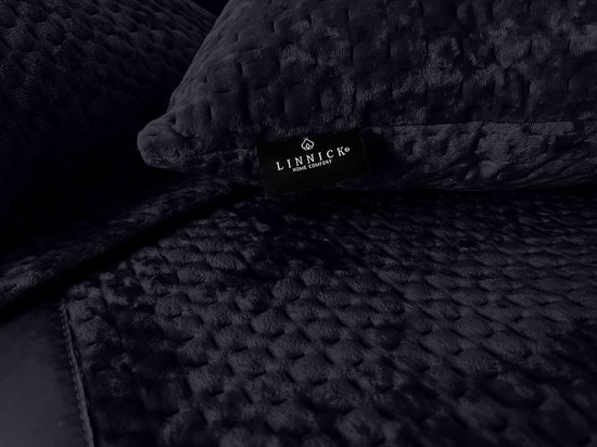 Couvre-lit en velours LINNICK - Noir - 270x260cm - Couvre-lits Jumeaux - Couvre-lits - Couvre-lit 270x260