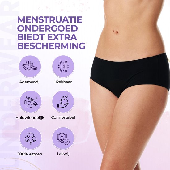 Sous-vêtements menstruels - Taille L - Zwart - Slips menstruels - sous-vêtements menstruels - sous-vêtements femme - Incontinence - Lavable