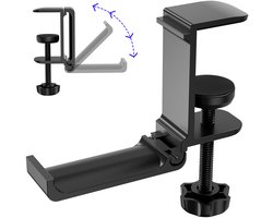 Headset houder - Koptelefoon Houder voor onder Bureau – Koptelefoon Standaard - Headset stand - Verstelbare Headset Stand – Headset Hanger - Koptelefoonhouder – Universele Koptelefoon Haak - Zwart Aluminium