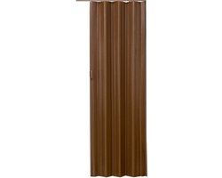 tectake® Vouwdeur harmonicadeur - Vouwwand - Met handgreep – Waterbestendig en plaatsbesparend – 80x203 cm – Lengte op maat snijdbaar en met magneetsluiting - Teakkleur