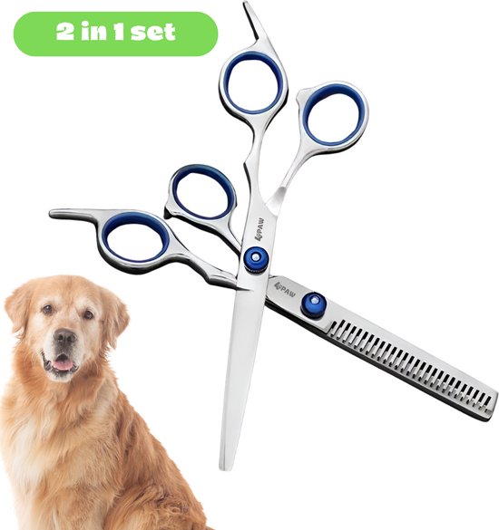 4Paw 2in1 Hondenschaar trimschaar - effileerschaar hond - trimschaar voor honden - Uitdunschaar