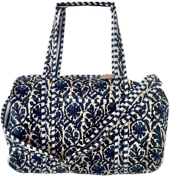 Sac week-end / Sac de voyage Kantha Mistery bleu 49x33 cm