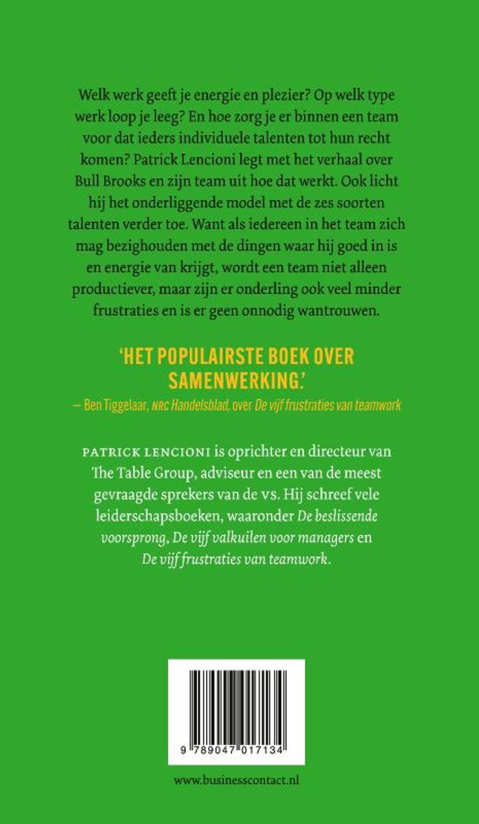 De 6 talenten voor teamwork - back cover