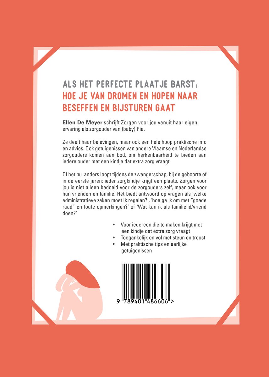 Boekomslag met de titel 'Als het perfecte plaatje barst: hoe je van dromen en hopen naar beseffen en bijsturen gaat' in grote letters. Daaronder tekst en een illustratie van een vrouw met een kind.