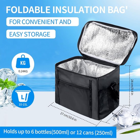 Koeltas - Lunchtas - Koeltas - Lunch Bag - Geïsoleerde Koeltas - Picknicktas - Koeltas Lunch - Koeltassen - Koelzak - Koeltasje - Coolbag - 10-15 Liter - Koeltas Geïsoleerde Lunchtas - Slijtvast En Duurzaam Materiaal - Waterdicht En Vuilafstotend van Merkloos — afbeelding 2