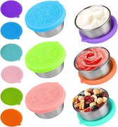 Lot de 6 Mini Boîtes de conservation - 40 ml - Sans BPA - Couvercles en Siliconen anti-fuite - Contenants à vinaigrette avec couvercle en silicone - Pour collations, sauces, salades, condiments, etc.