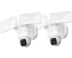 eufy Security E30 Floodlight Camera 2-Pack– 360° Pan & Tilt – 2K Video – AI Detectie en Tracering – 2000 Lumen – Aangepaste Stem- en Lichtwaarschuwingen – 24/7 Opname – Geen Maandelijkse Kosten – Wit