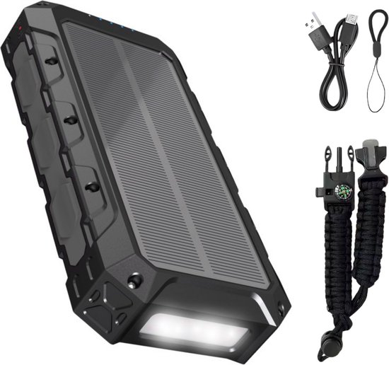 BOCCA PRO. Solar Powerbank 27000 mAh Zwart Draadloos Opladen - BOCCA - €59,95