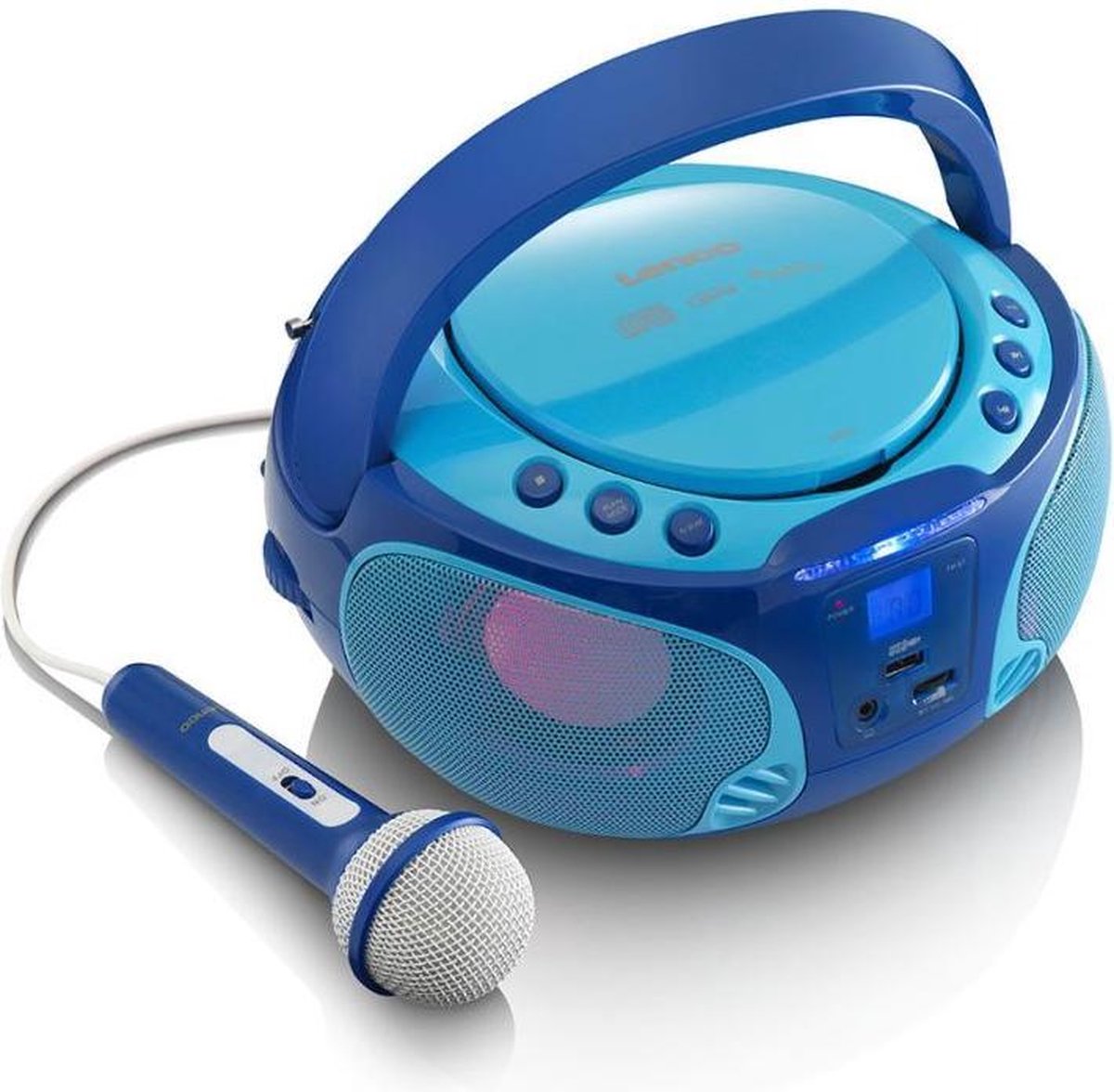 Bekentenis sociaal rollen Lenco SCD-650 Karaoke Radio-CD Speler met Licht en Microfoon Blauw | bol.com