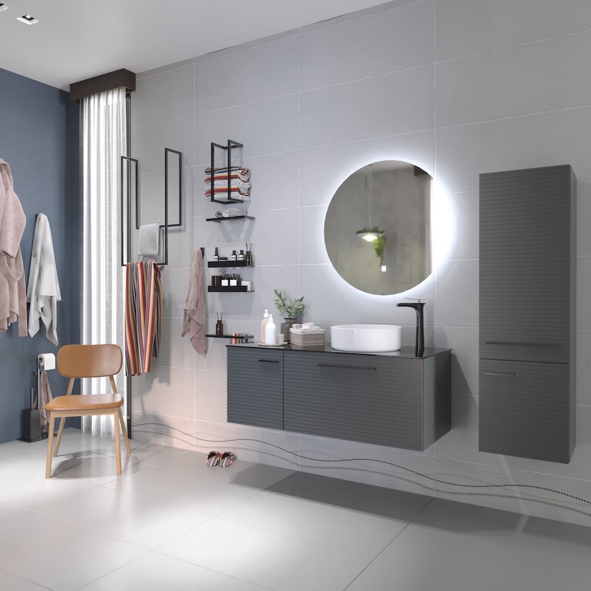 NEFF FINE ANTRACIET | Badkamermeubelset 120 cm