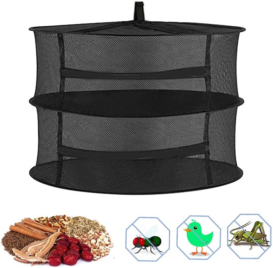 Droognet - Droognet Opvouwbaar - Droogrekken - Organizer - Droognetten - Voedsel Droger - Droognet Voor Kruiden - Opbergnet Met Rits - Kruidendroger - 2 Lagen Droognet Om Op Te Hangen - Roognet Voor Planten, Groenten, Kruid, Knoppen, Vis, Kleding